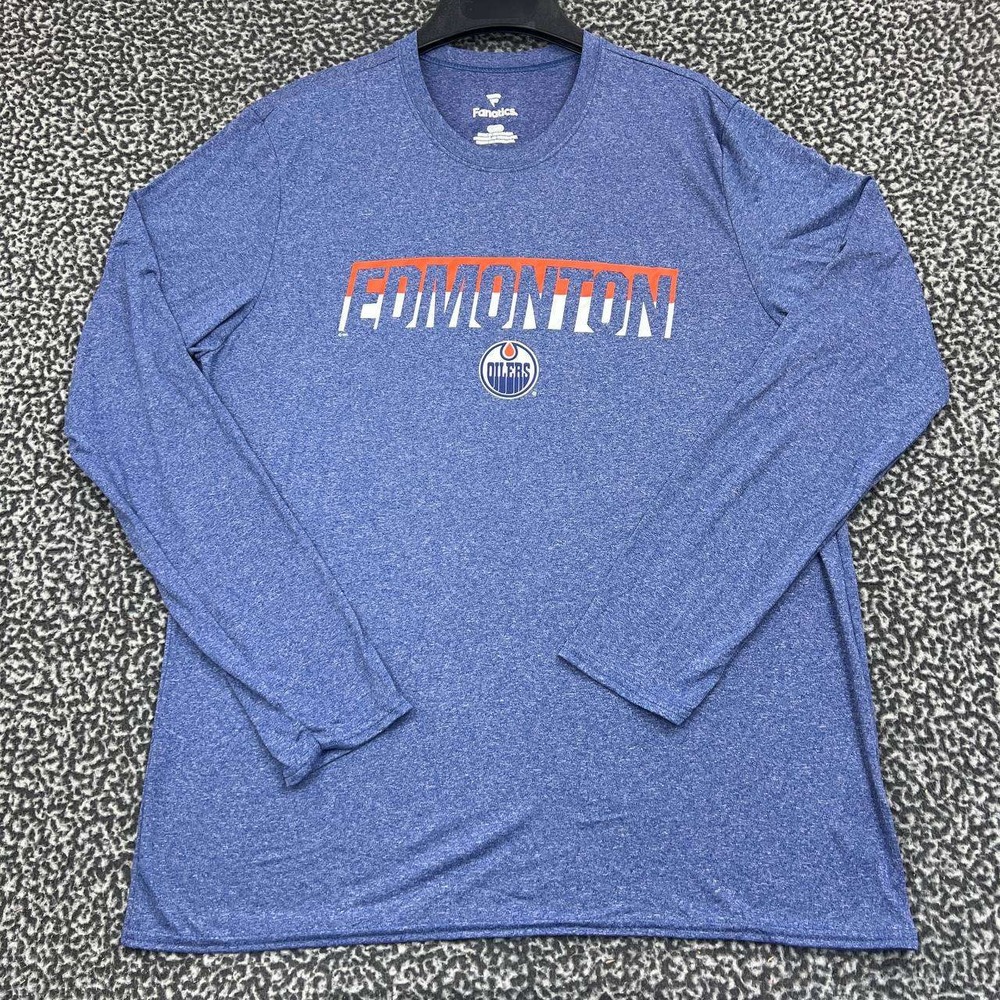 Edmonton Oilers Shirt Men Large Blue Fanatics‎ Long Sleeve Crew Neck New L